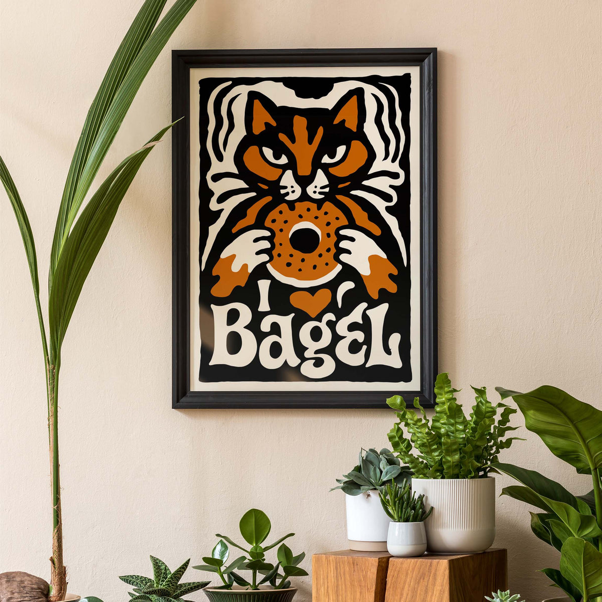 Bagel Cat Vintage Poster