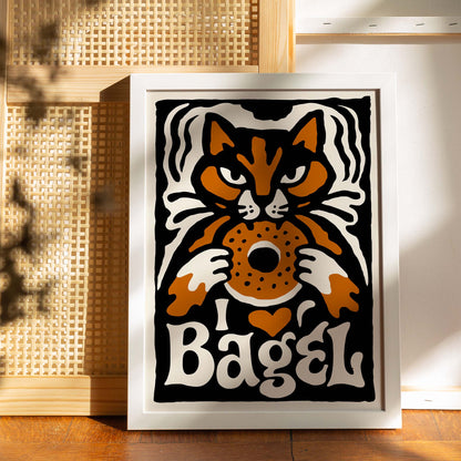 Bagel Cat Vintage Poster