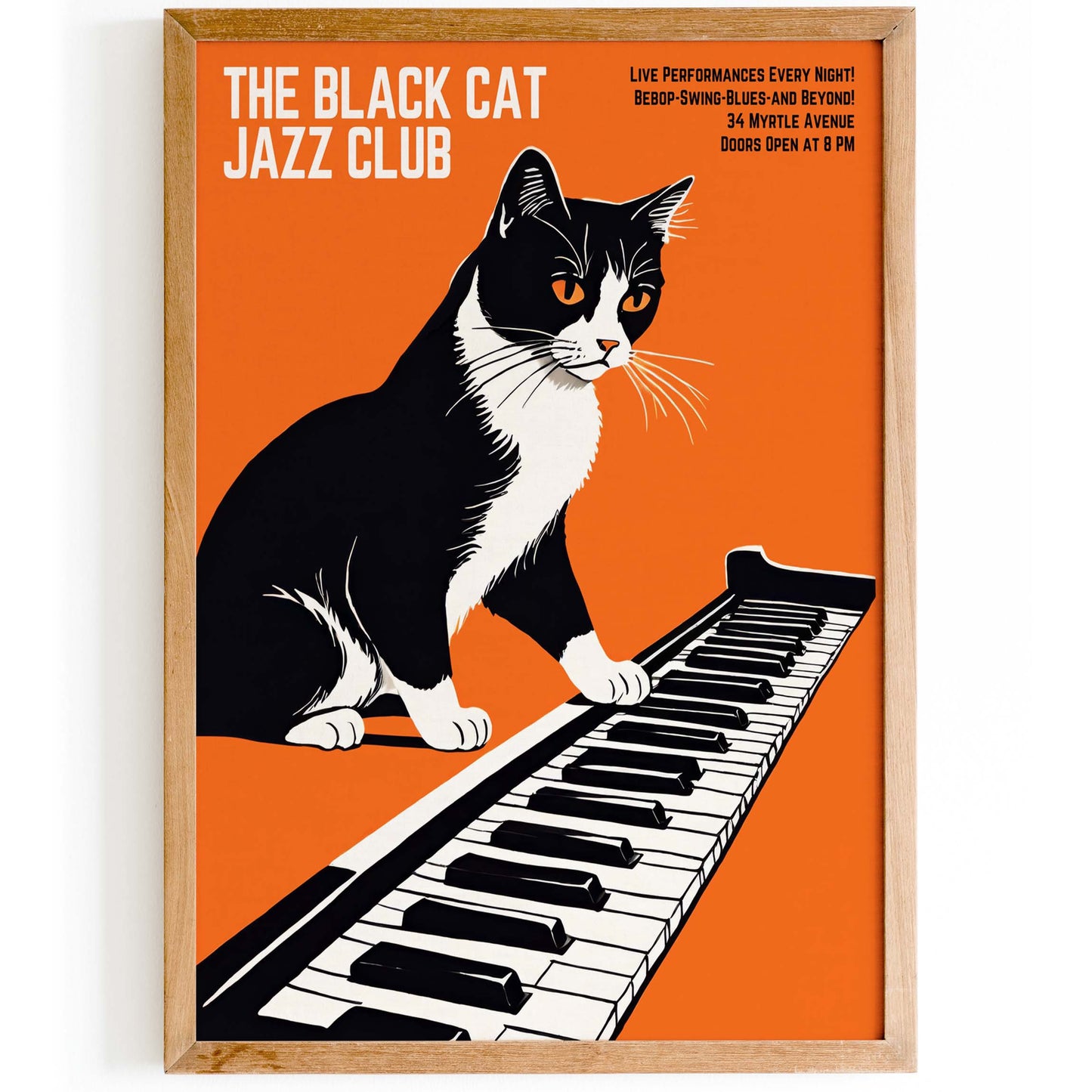 Black Cat Jazz Club Keyboard Poster