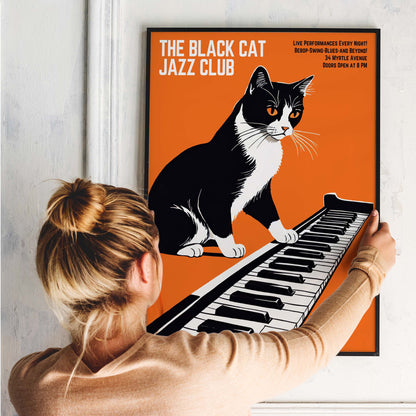 Black Cat Jazz Club Keyboard Poster
