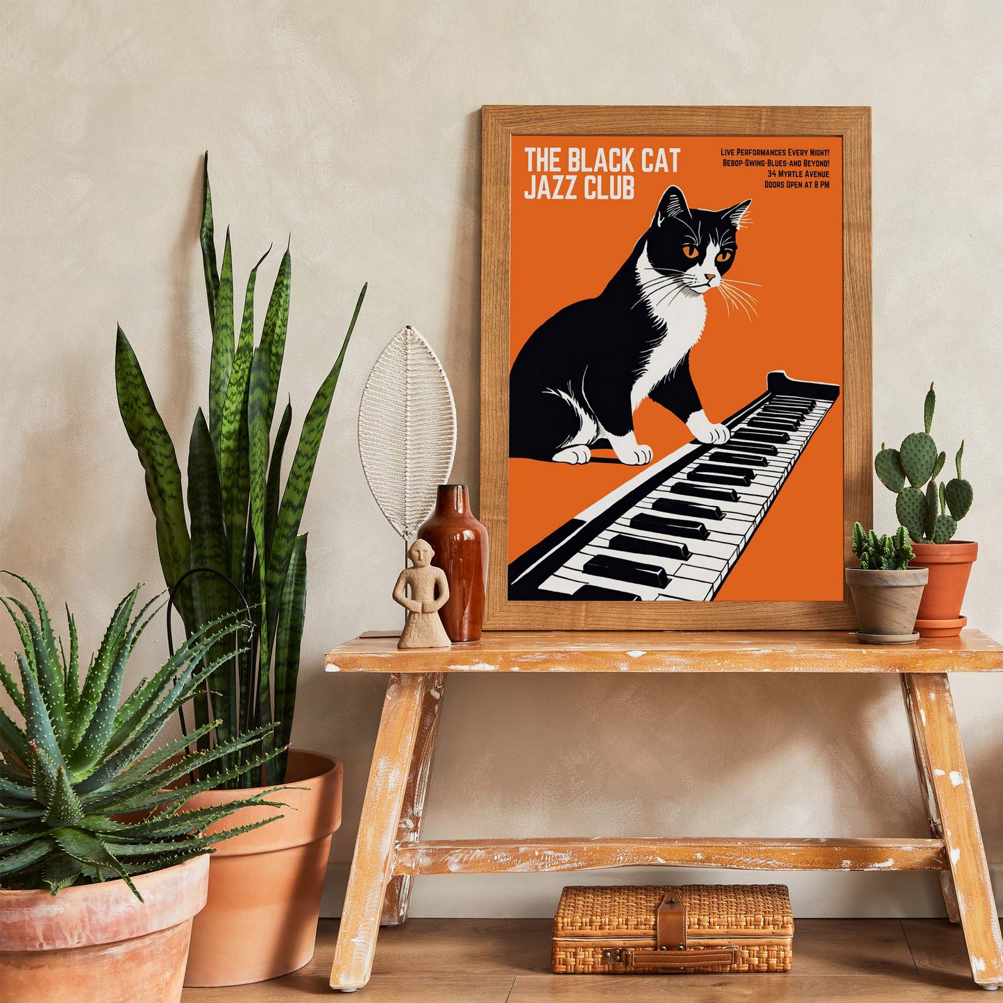 Black Cat Jazz Club Keyboard Poster