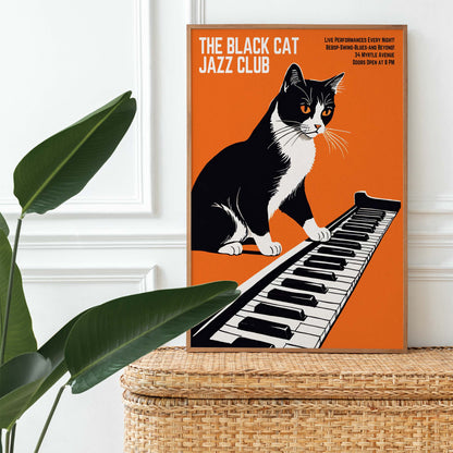 Black Cat Jazz Club Keyboard Poster