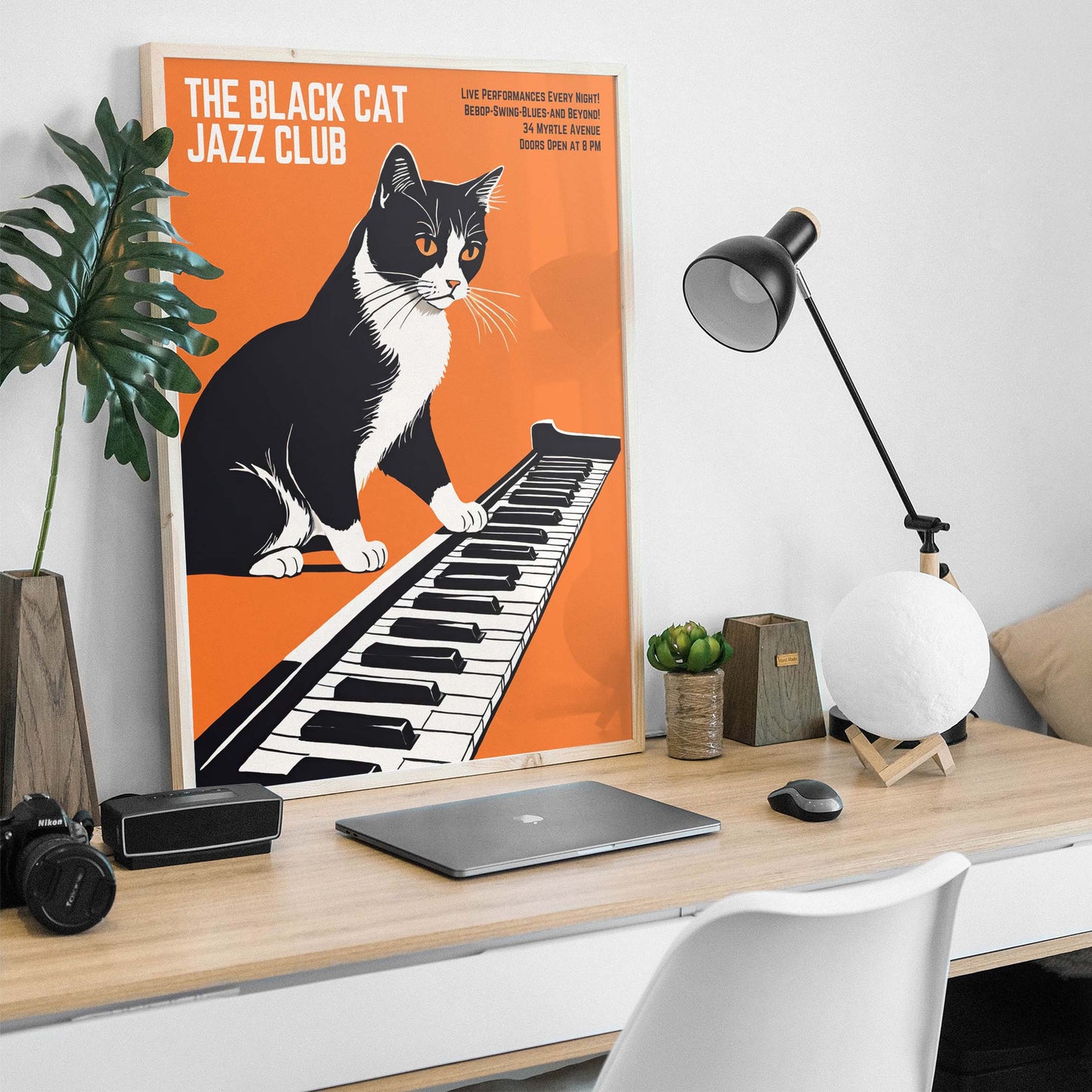 Black Cat Jazz Club Keyboard Poster