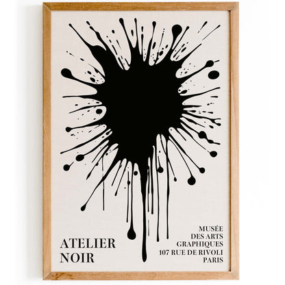 Black Ink Splatter Atelier Poster Print