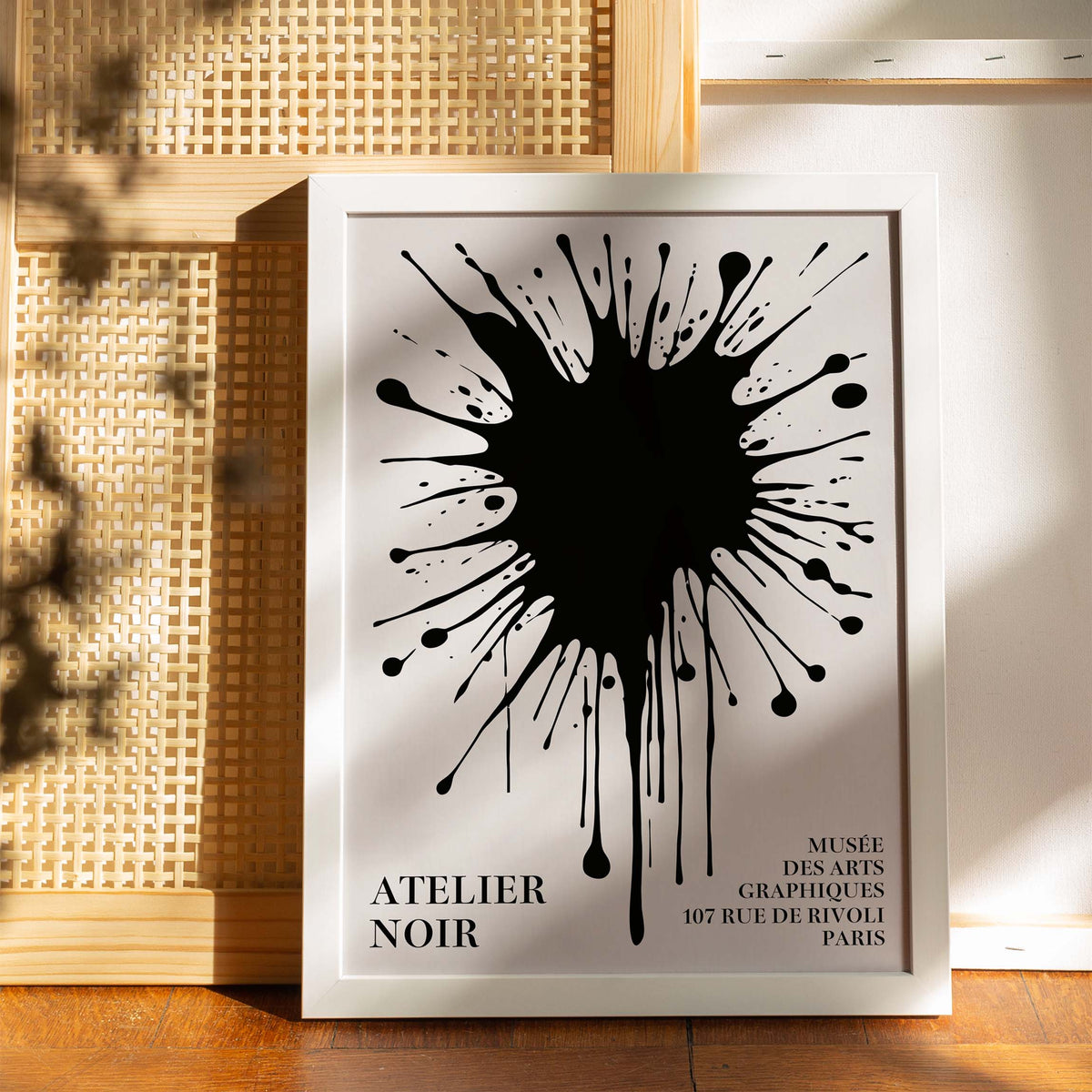 Black Ink Splatter Atelier Poster Print