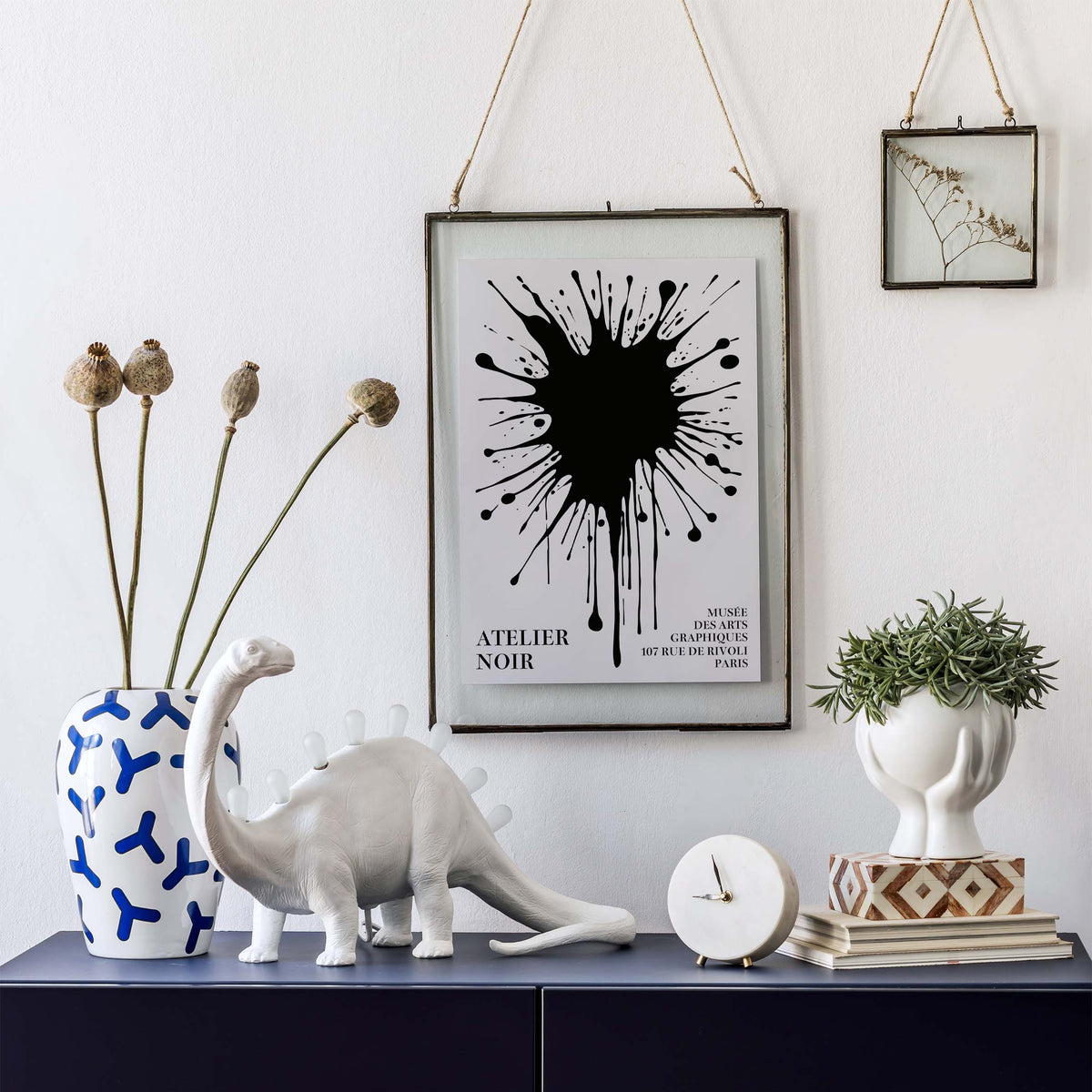 Black Ink Splatter Atelier Poster Print