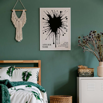 Black Ink Splatter Atelier Poster Print