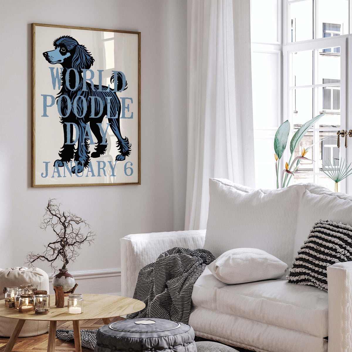 Blue Poodle Dog Wall Art