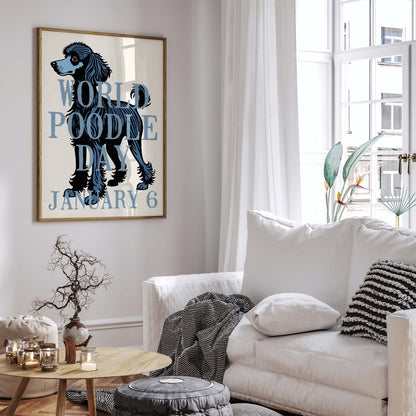 Blue Poodle Dog Wall Art