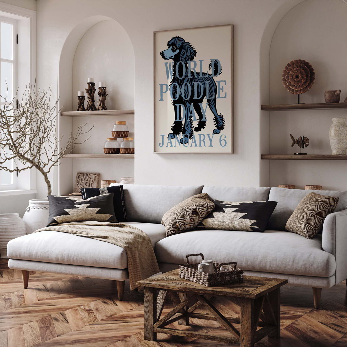 Blue Poodle Dog Wall Art