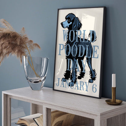 Blue Poodle Dog Wall Art