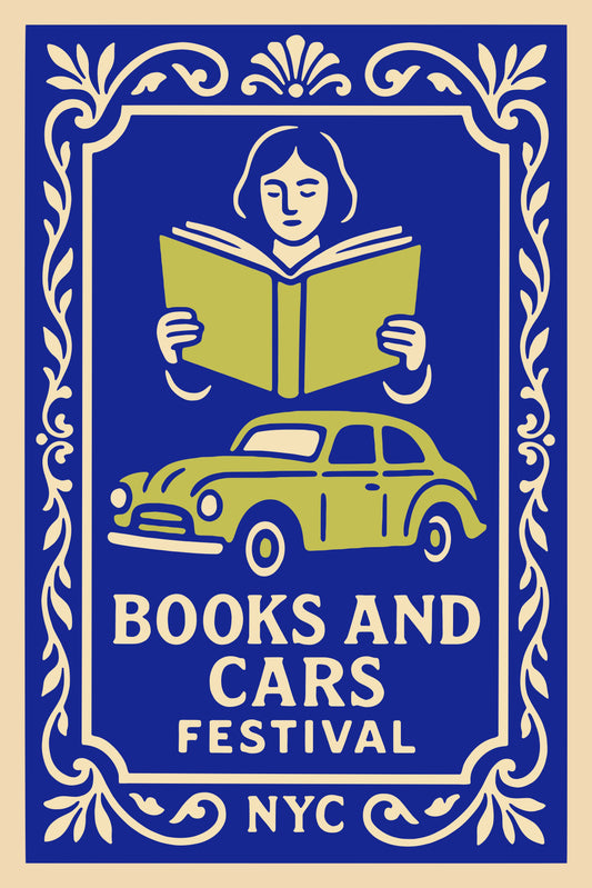 Books and Cars Festival Blue Poster
