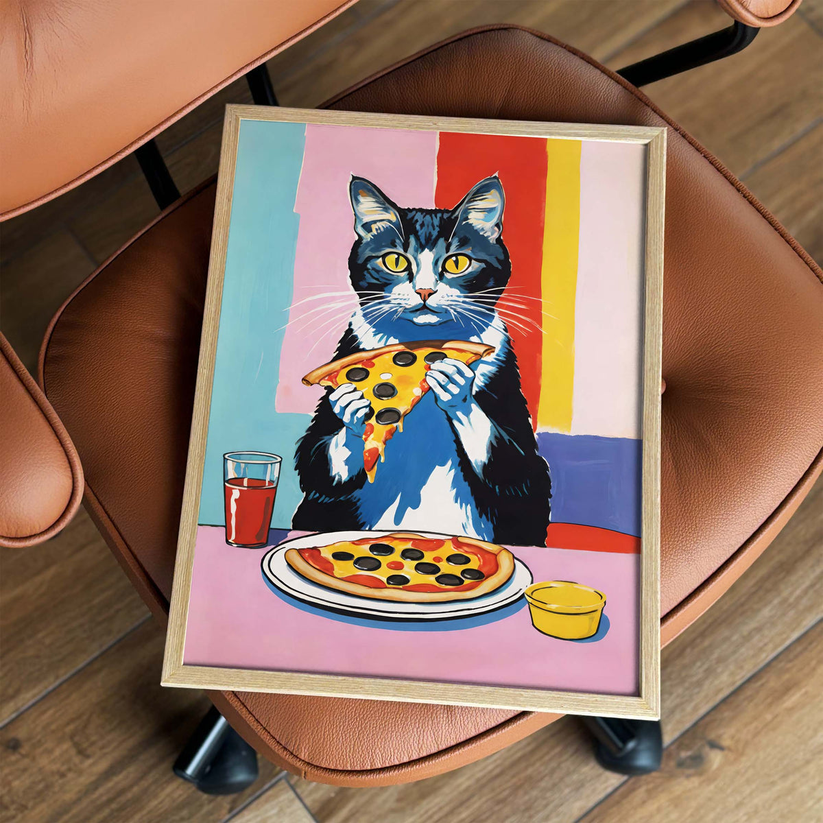 Cat Pizza Food Wall Art