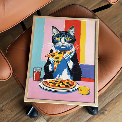 Cat Pizza Food Wall Art