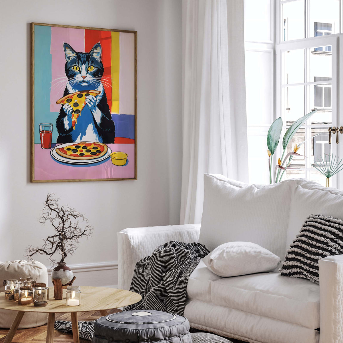 Cat Pizza Food Wall Art