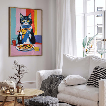Cat Pizza Food Wall Art