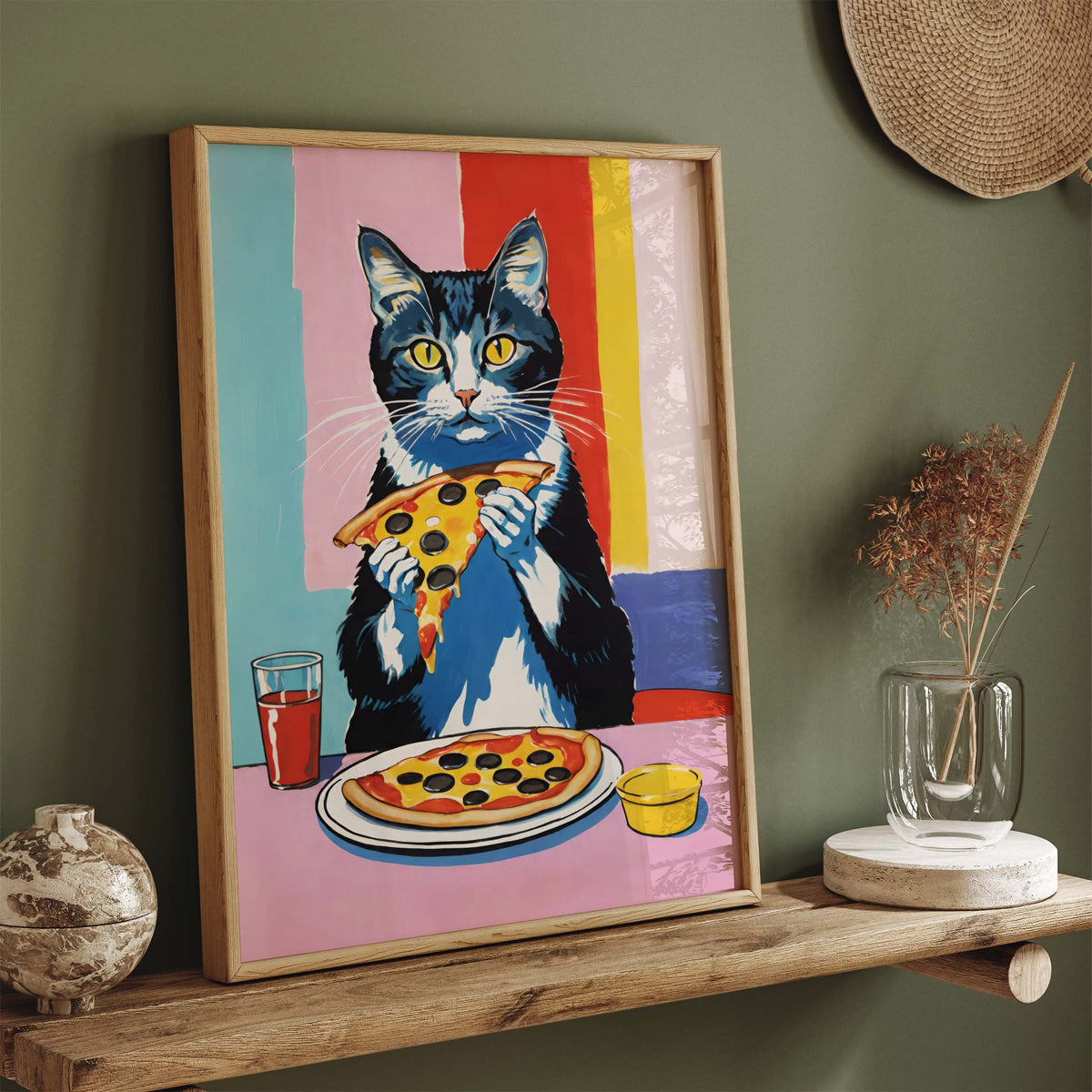 Cat Pizza Food Wall Art