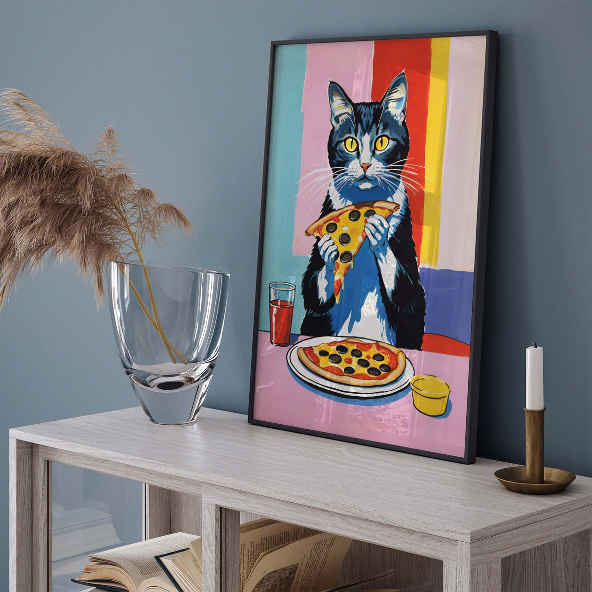 Cat Pizza Food Wall Art