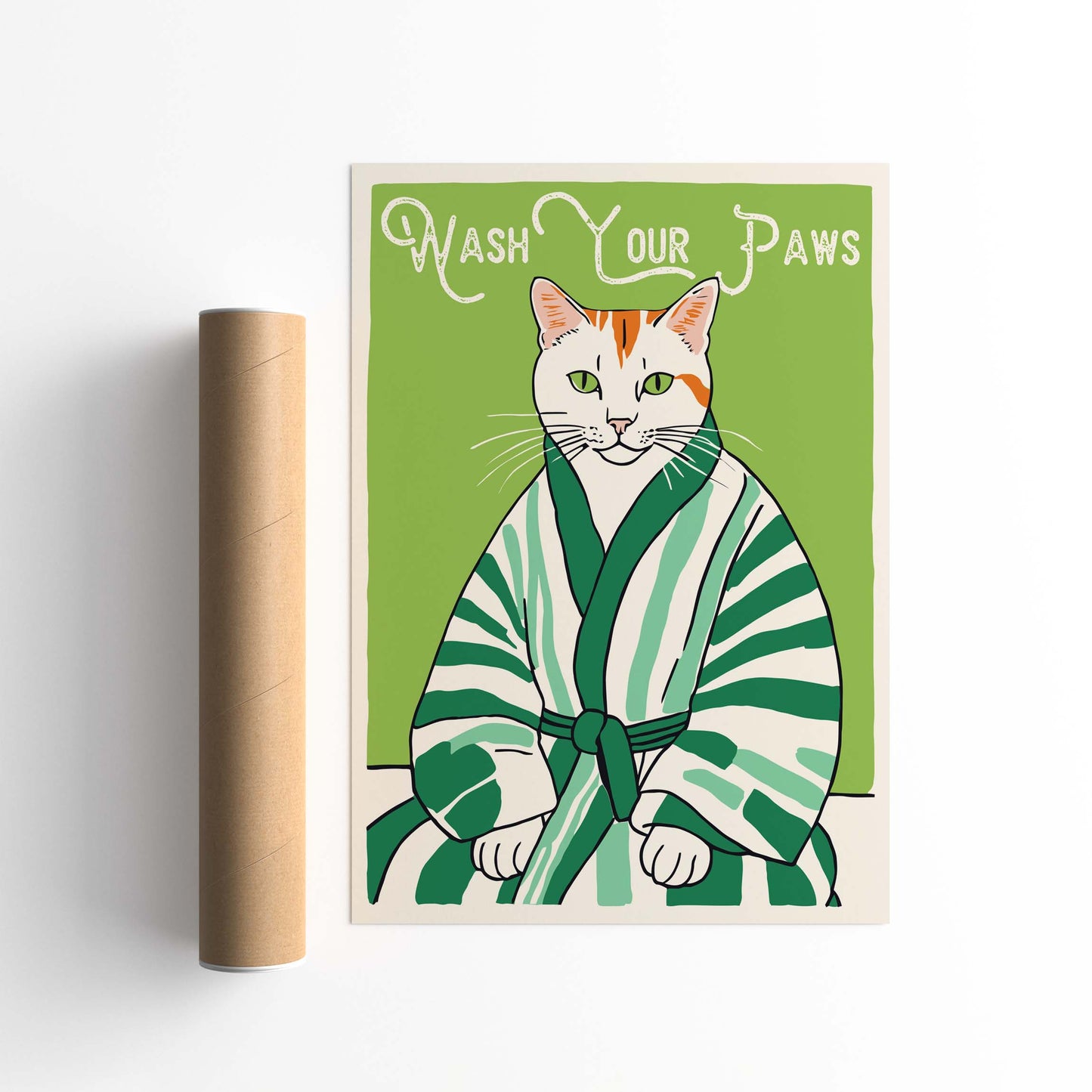 Cat Wash Your Paws Print