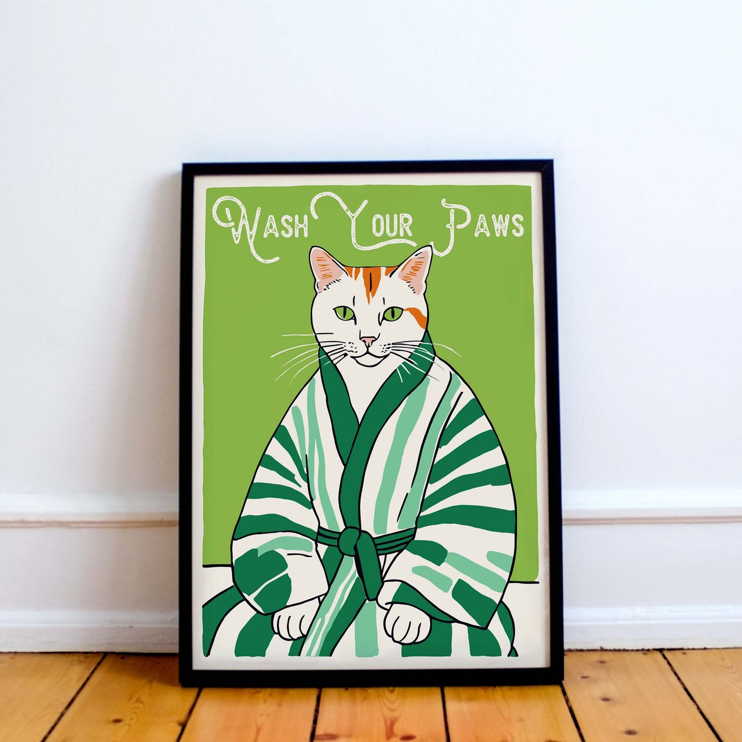 Cat Wash Your Paws Print