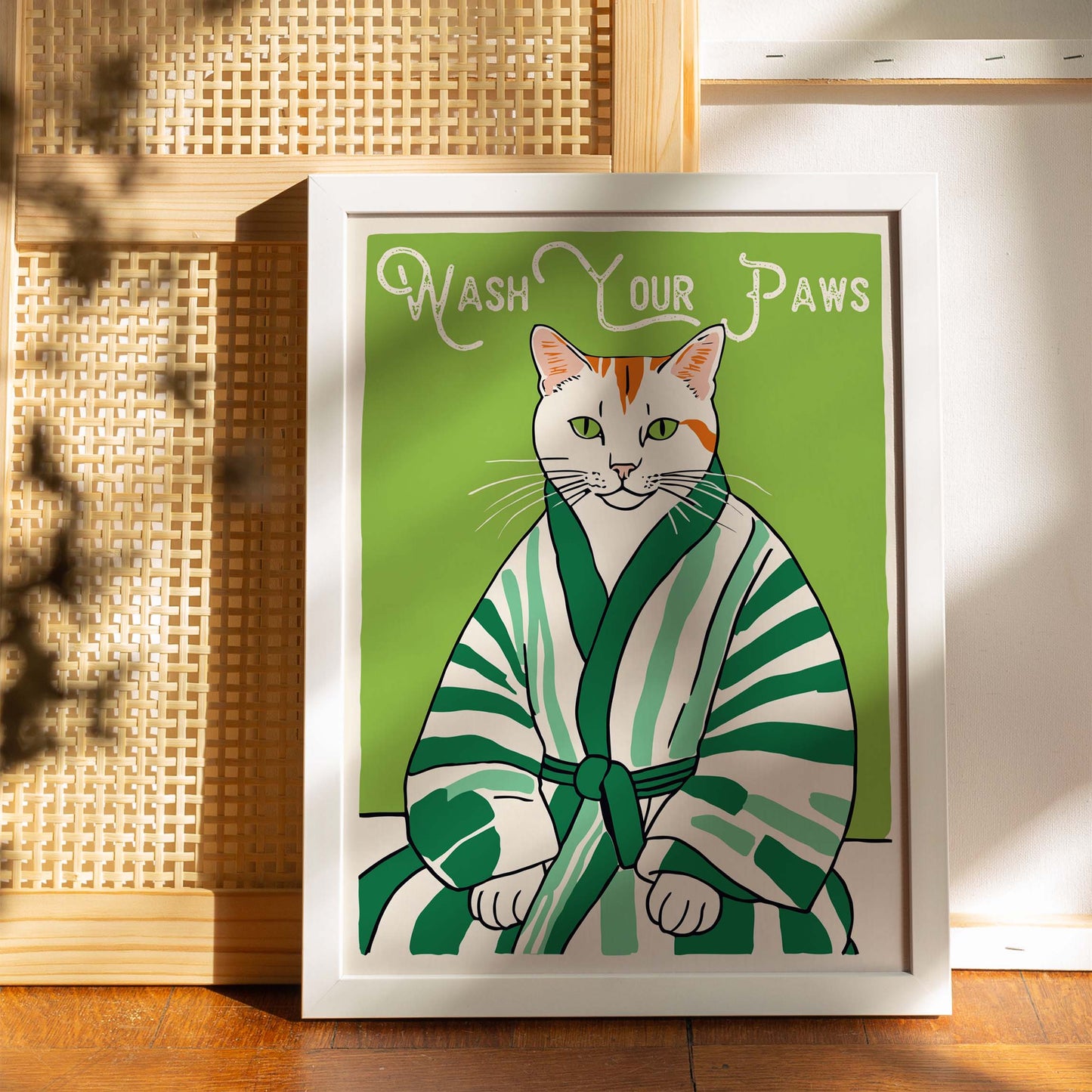 Cat Wash Your Paws Print