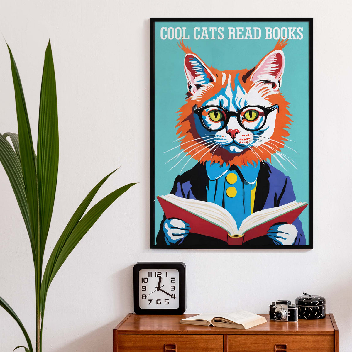 Cool Cats Reading Books Poster
