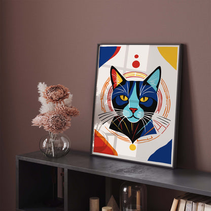 Geometric Cat Portrait Wall Art