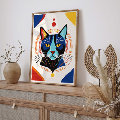 Geometric Cat Portrait Wall Art