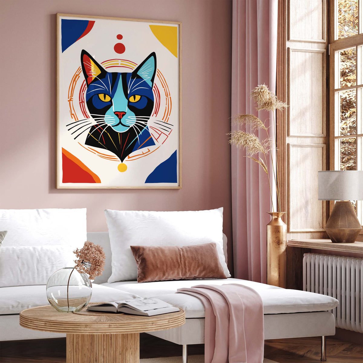 Geometric Cat Portrait Wall Art