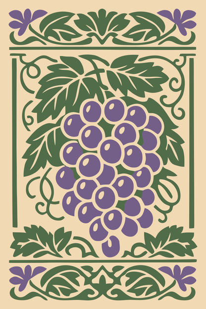Grapes Poster – Vintage Kitchen Wall Art
