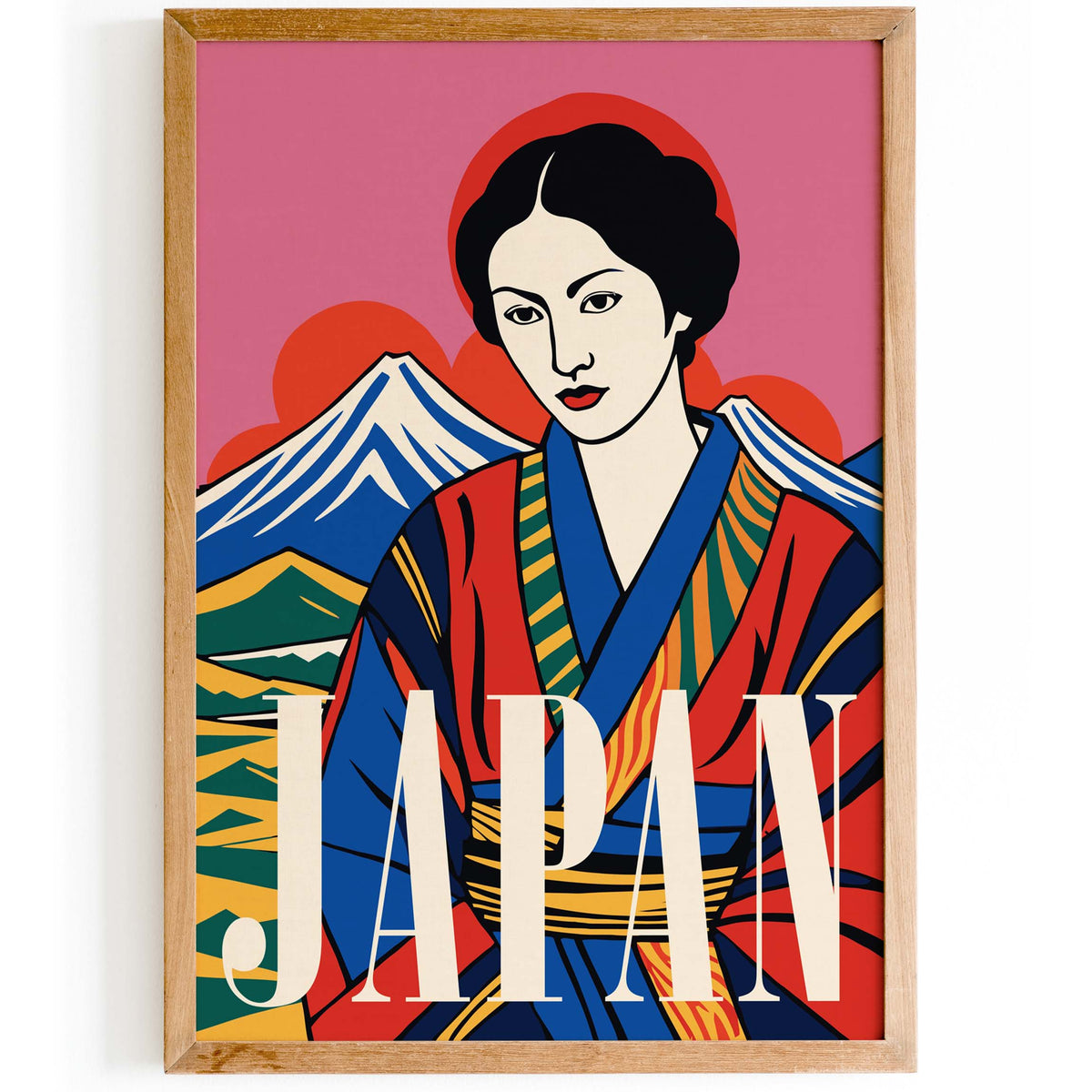 Japanese Woman Mount Fuji Poster