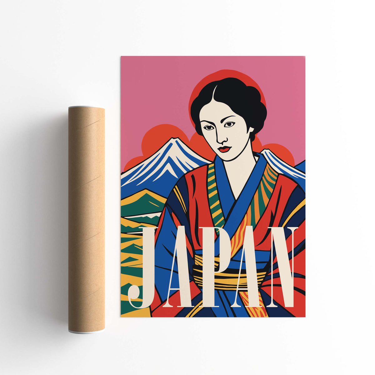 Japanese Woman Mount Fuji Poster