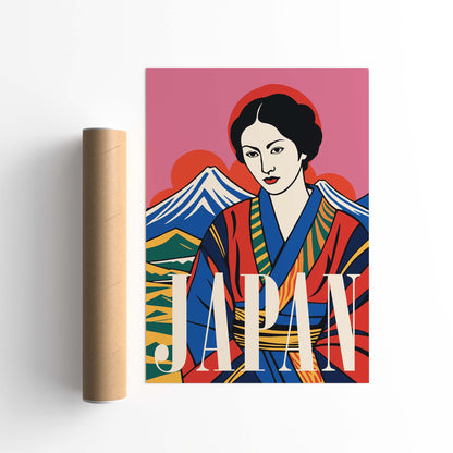 Japanese Woman Mount Fuji Poster