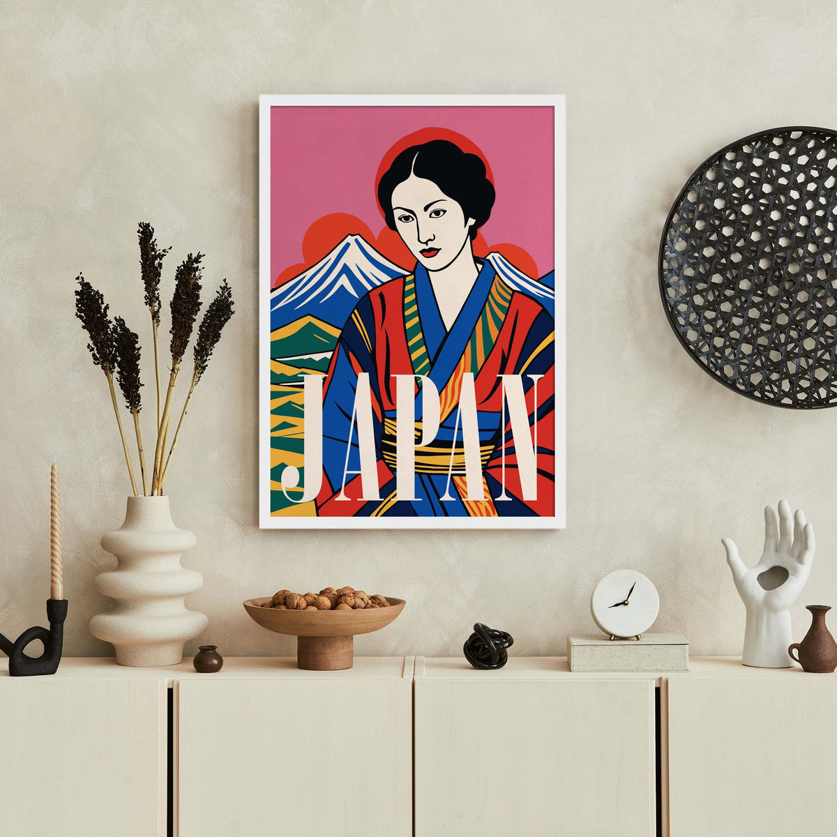 Japanese Woman Mount Fuji Poster