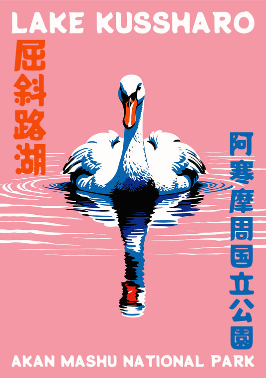 Lake Kussharo Swan Travel Poster
