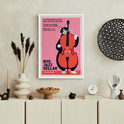 NYC Jazz Cellar Cat Print