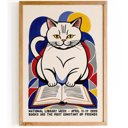 National Library Cat Book Poster