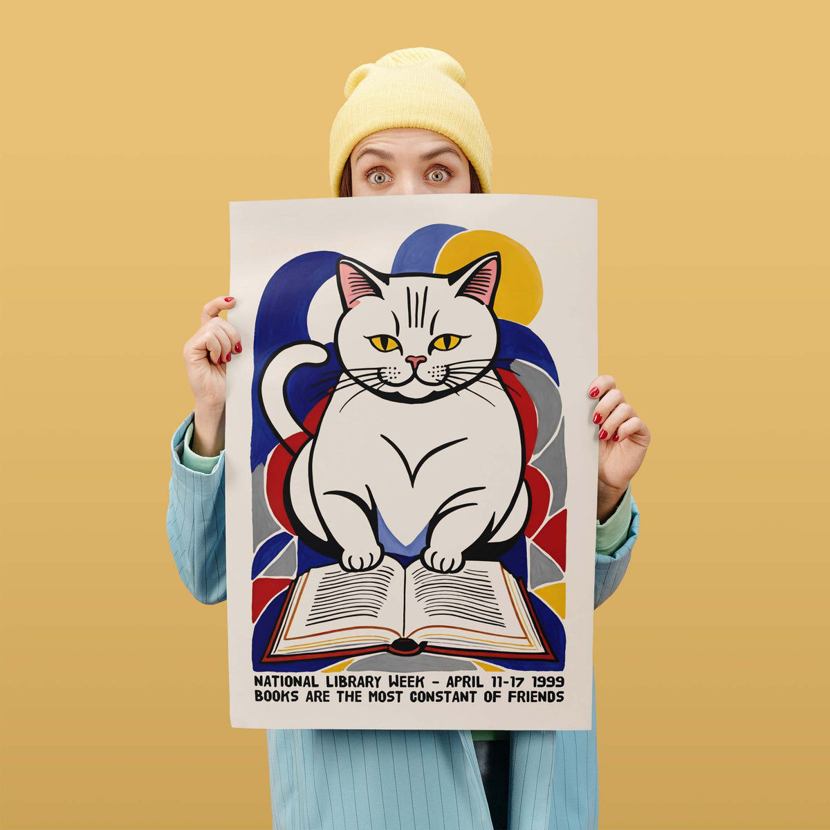 National Library Cat Book Poster