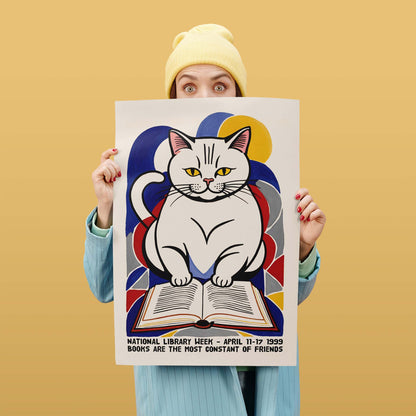National Library Cat Book Poster