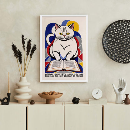 National Library Cat Book Poster