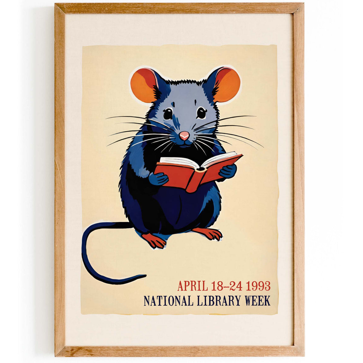 National Library Reading Mouse Poster
