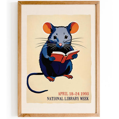 National Library Reading Mouse Poster