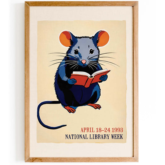 National Library Reading Mouse Poster