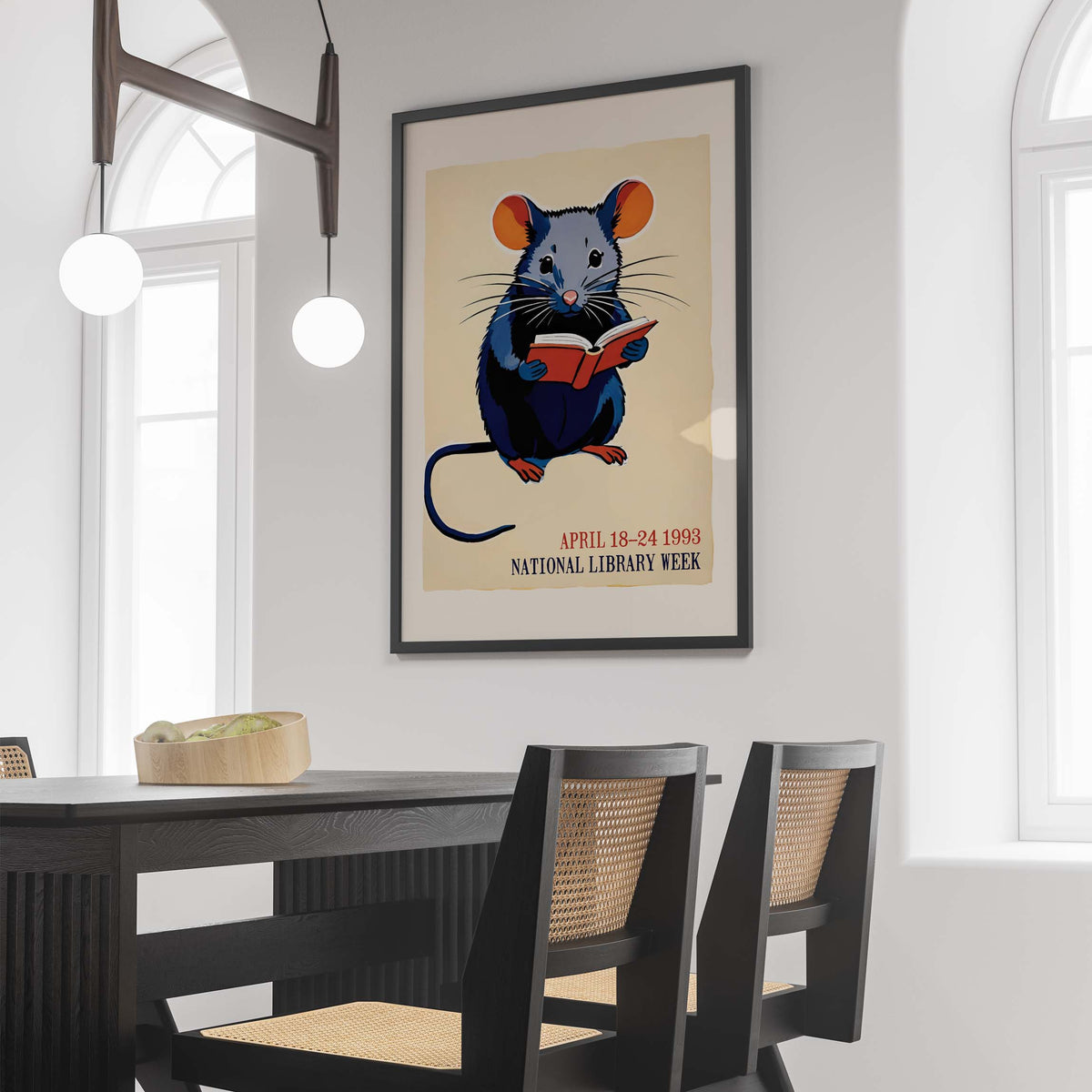 National Library Reading Mouse Poster