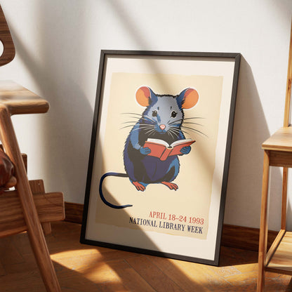 National Library Reading Mouse Poster