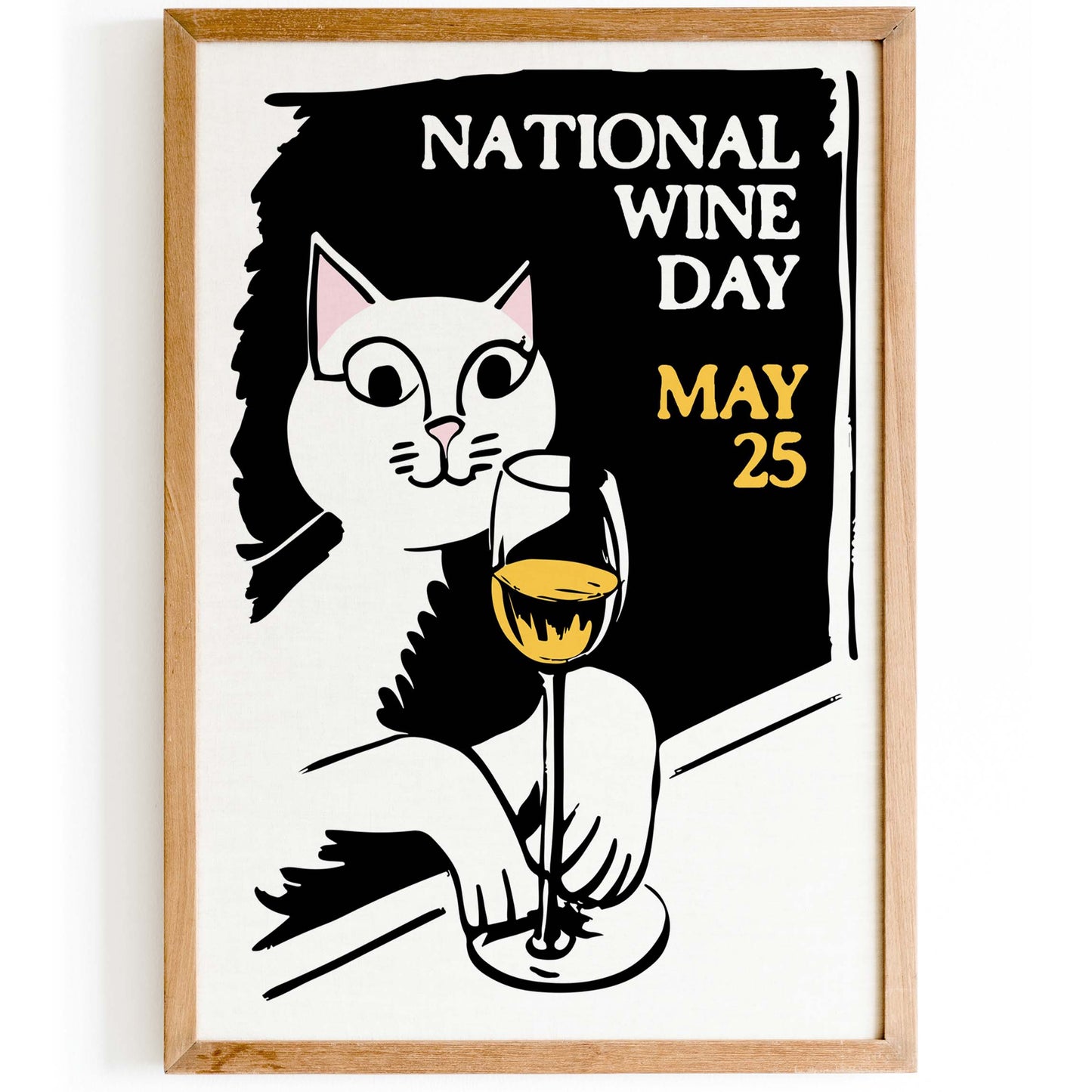 National Wine Day Cat Poster