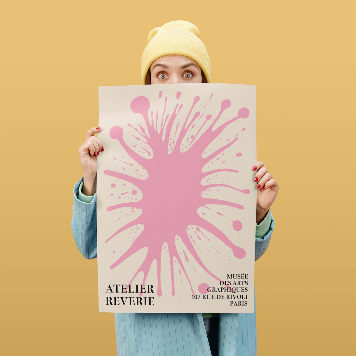 Pink Ink Splatter Atelier Wall Art Print