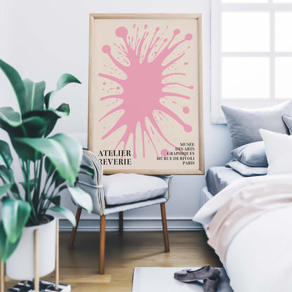 Pink Ink Splatter Atelier Wall Art Print