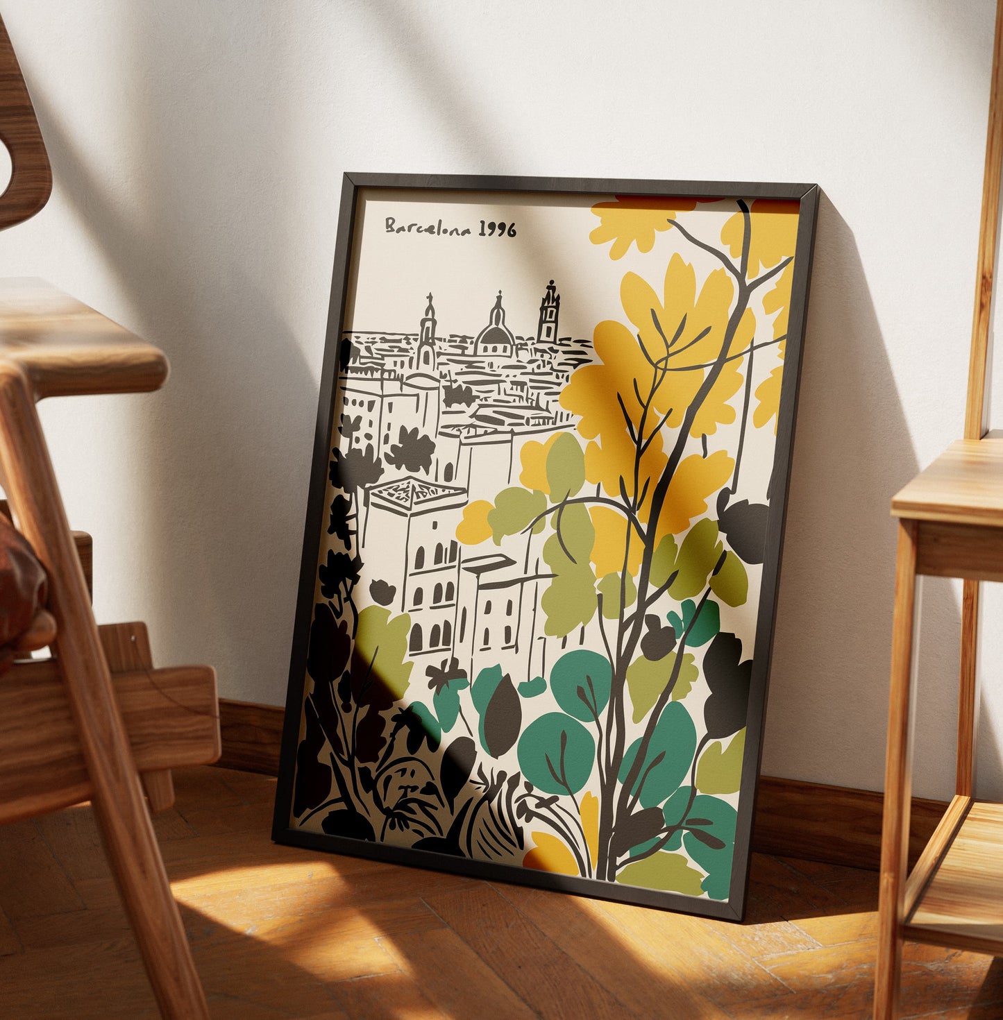 Barcelona Cityscape Poster - Vintage Travel Wall Art Print