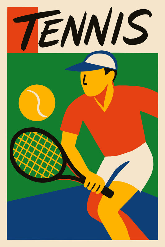 Retro Tennis Poster - Colorful Vintage Sports Wall Art